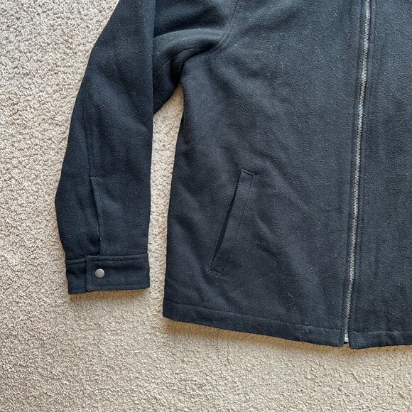 Old Navy Jacket Mens Large Wool Blend Full Zip Spread Collar Black Pockets - Picture 6 of 12